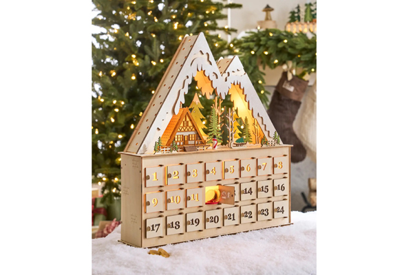 Win a Lit Wooden Snowy Cabin Advent Calendar